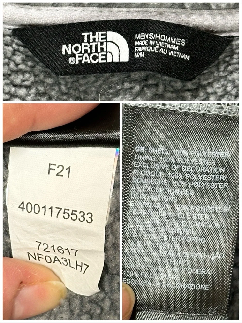 The North Face Fleece Zip-Up Jacket, Gordon Lyons, Brand Embroidered - Men Small
